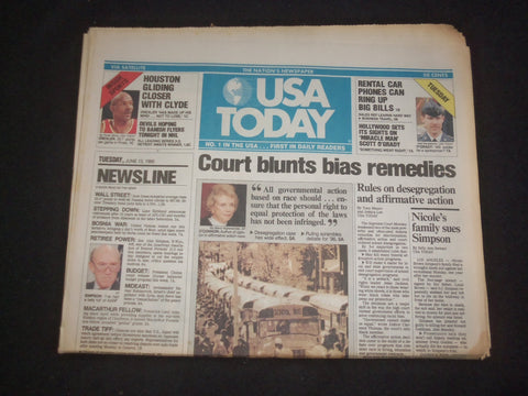 1995 JUNE 13 USA TODAY NEWSPAPER - COURT BLUNTS BIAS REMEDIES - NP 7799