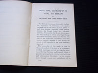 1916 WHY MAIL CENSORSHIP IS VITAL TO BRITAIN SOFTCOVER BOOK BY CECIL - J 7161