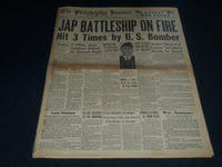 1941 DEC 11 PHILADELPHIA INQUIRER NEWSPAPER - JAP BATTLE SHIP ON FIRE - NT 7510