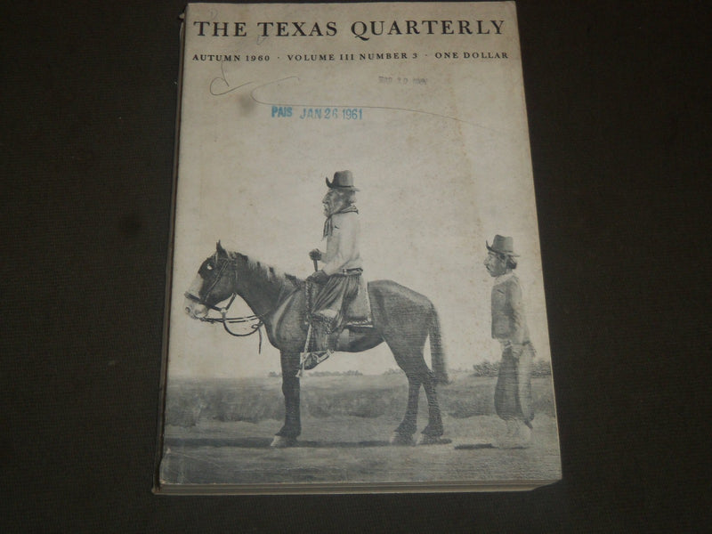 1960 AUTUMN THE TEXAS QUARTERLY MAGAZINE VOLUME 3 NO. 3 - II 8010