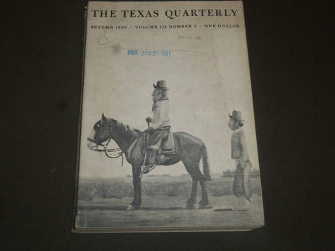 1960 AUTUMN THE TEXAS QUARTERLY MAGAZINE VOLUME 3 NO. 3 - II 8010