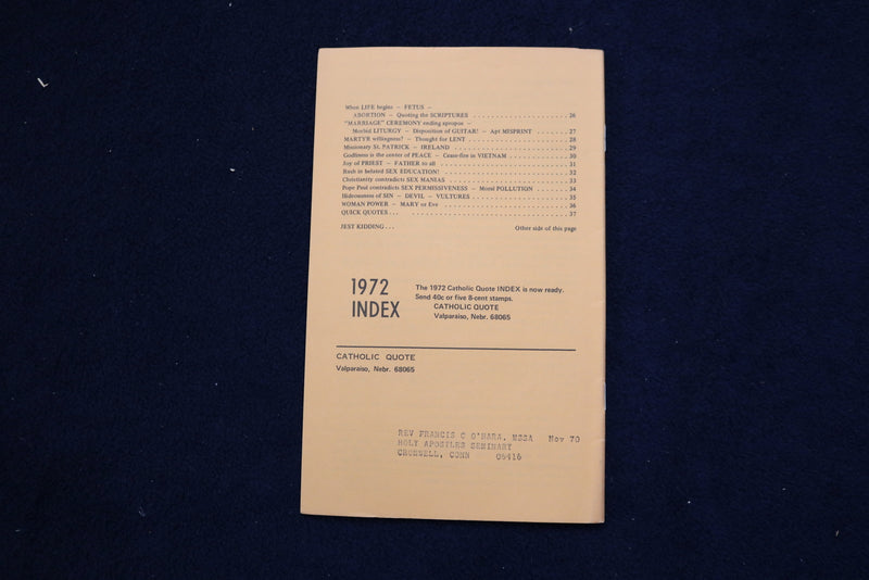 1973 CATHOLIC QUOTE MONTHLY MAGAZINE - LOT OF 5 - O 3632