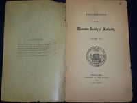1904 WORCESTER SOCIETY OF ANTIQUITY PROCEEDINGS - NUMBER 1, VOLUME 20 - J 4606