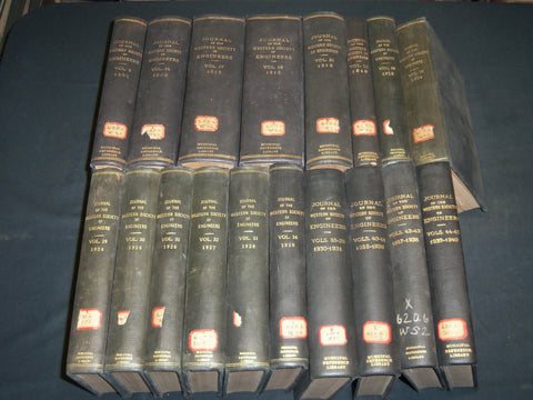 1904-1940 WESTERN SOCIETY OF ENGINEERS JOURNAL BOUND VOLUMES LOT OF 18 - KD 5A