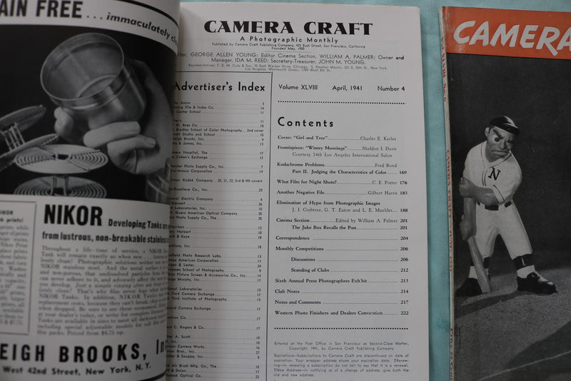 1941 CAMERA CRAFT MAGAZINE - LOT OF 4 - K 3286