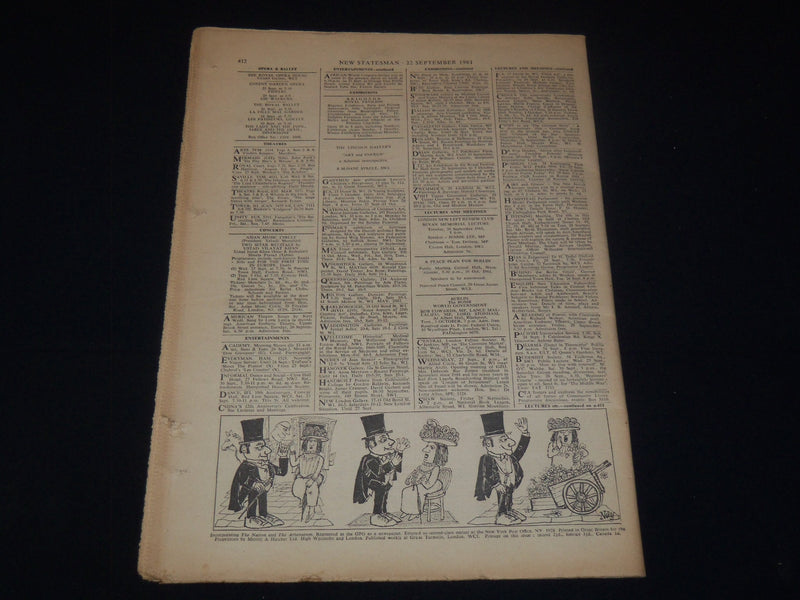 1961 SEPT 22 NEW STATESMAN WEEK-END REVIEW MAGAZINE - AFTER HAMMARSKJOLD- K 2055
