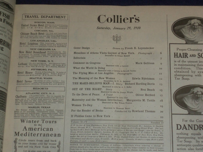 1910 JANUARY 29 COLLIER'S MAGAZINE - F. X. LEYENDECKER COVER - ST 6786