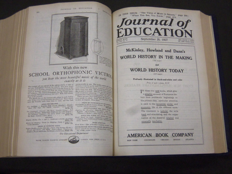 1927 JANUARY-DECEMBER JOURNAL OF EDUCATION BOUND VOLUME - COMPLETE YEAR - R 929