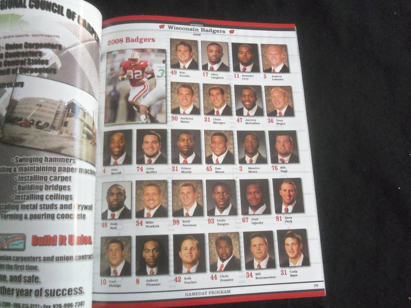 2008 OCTOBER 11 FOOTBALL PROGRAM - UNIV OF WISCONSIN VS PENN STATE UNIV- B 5534L