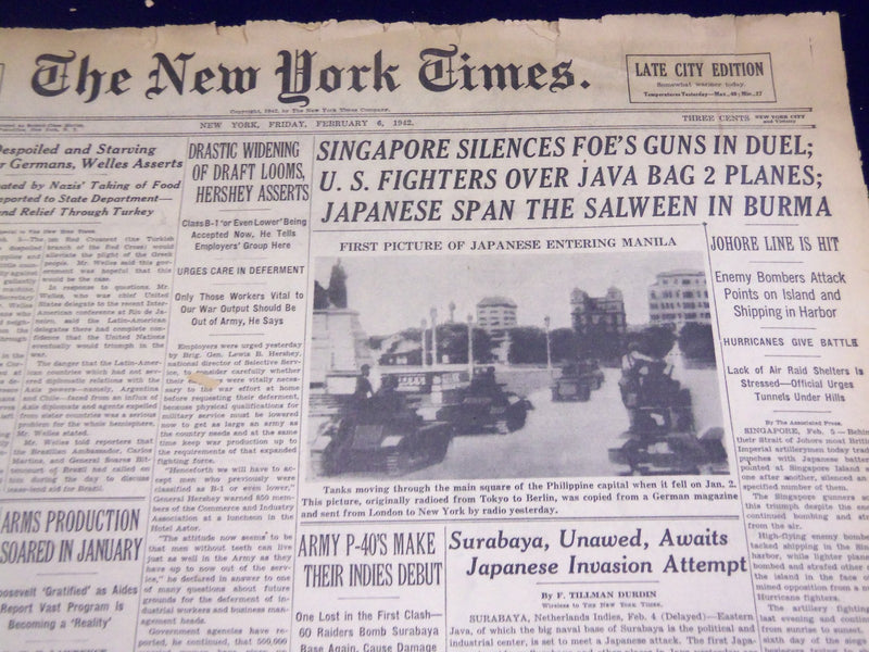 1942 FEBRUARY 6 NEW YORK TIMES - U. S. FIGHTERS OVER JAVA BAG 2 PLANES - NT 1584