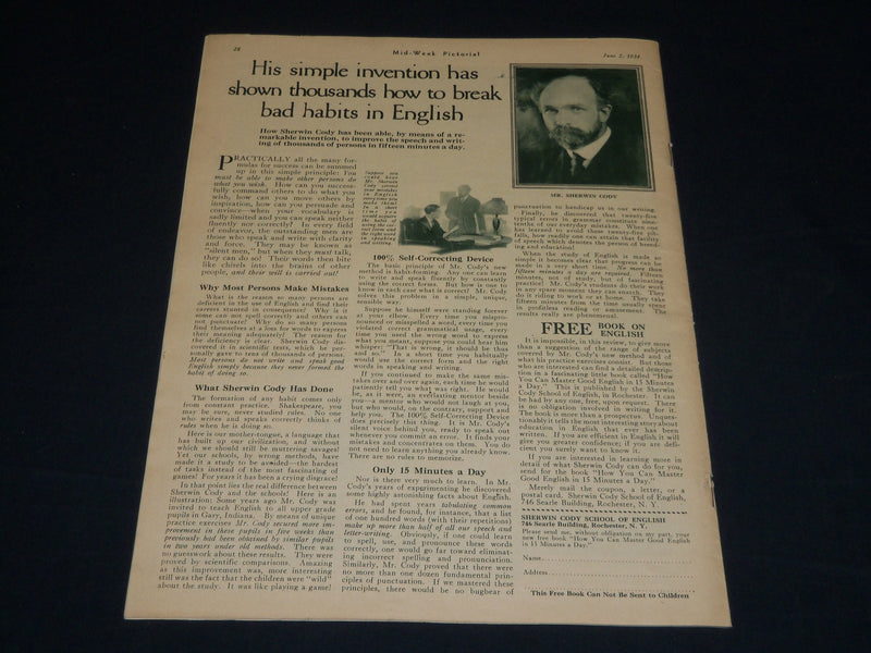 1934 JUNE 2 MID-WEEK PICTORIAL MAGAZINE SECTION - CENTURY OF PROGRESS - NP 4521