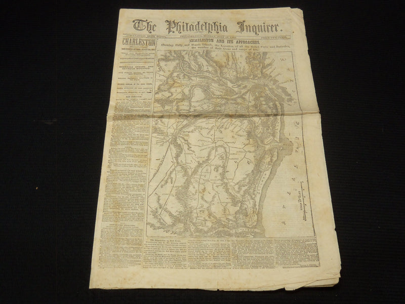 1863 JULY 27 PHILADELPHIA INQUIRER NEWSPAPER - CHARLESTON MAP - NP 8996