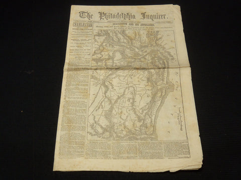 1863 JULY 27 PHILADELPHIA INQUIRER NEWSPAPER - CHARLESTON MAP - NP 8996