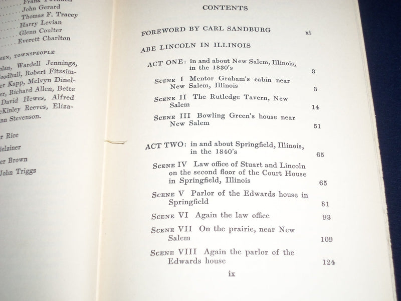 1940 ABE LINCOLN IN ILLINOIS PLAY IN 12 SCENES BOOK BY ROBERT SHERWOOD - KD 2170