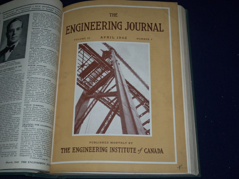 1942 THE ENGINEERING JOURNAL BOUND VOLUME NO. 25 - NICE ADS + COVERS - KD 1405