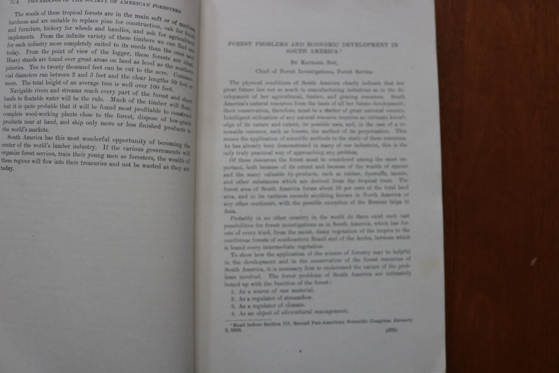 1916 OCTOBER SOCIETY OF AMERICAN FORESTERS PROCEEDINGS - SOFTCOVER BOOK - K 3247