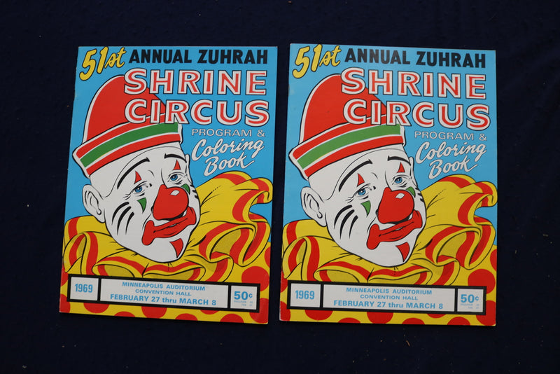 1968-1971 ANNUAL ZUHRAH CIRCUS PROGRAMS & COLORING BOOKS - LOT OF 8 - O 3643