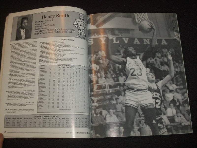 1988-1989 ST. JOSEPH'S UNIVERSITY BASKETBALL MEDIA GUIDE - ST 6352