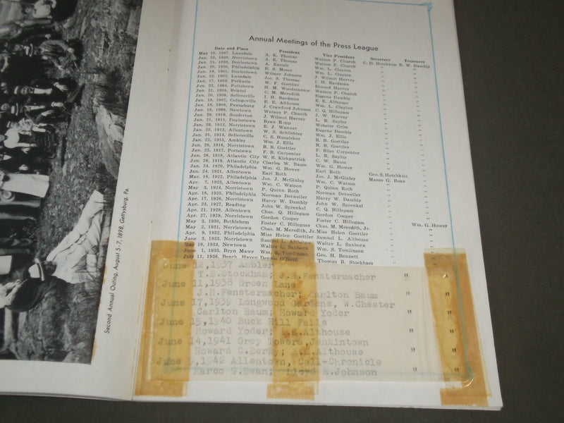 1937 PRESS LEAGUE OF BUCKS AND MONTGOMERY COUNTIES 40TH AMBLER MEETING - J 2698