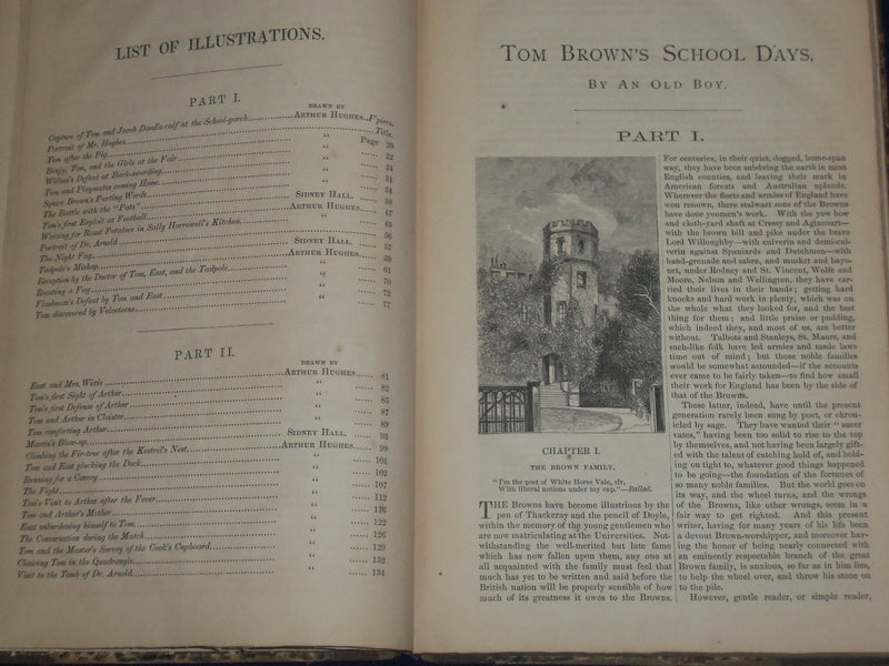 1870 TOM BROWN'S SCHOOL DAYS BOOK BY AN OLD BOY - NEW EDITION - ILLUS. - KD 2421