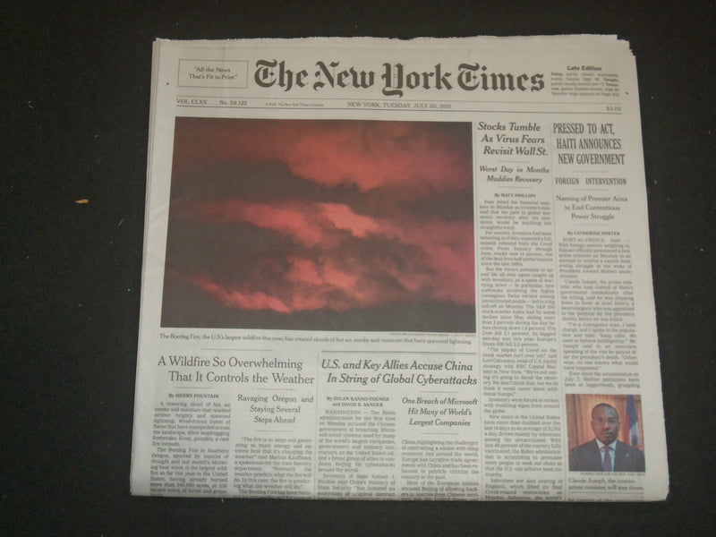 2021 JULY 20 NEW YORK TIMES - STOCKS TUMBLE AS VIRUS FEARS REVISIT WALL STREET