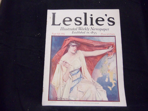 1915 SEPTEMBER 9 LESLIE'S WEEKLY MAGAZINE - FATE TRACING NEW BOUNDARIES -ST 1339