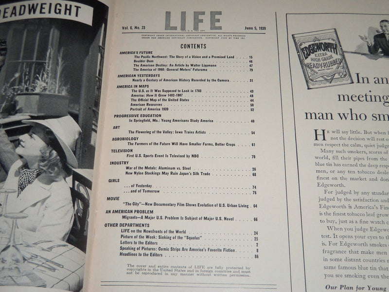 1939 JUNE 5 LIFE MAGAZINE - STATUE OF LIBERTY COVER - L 133