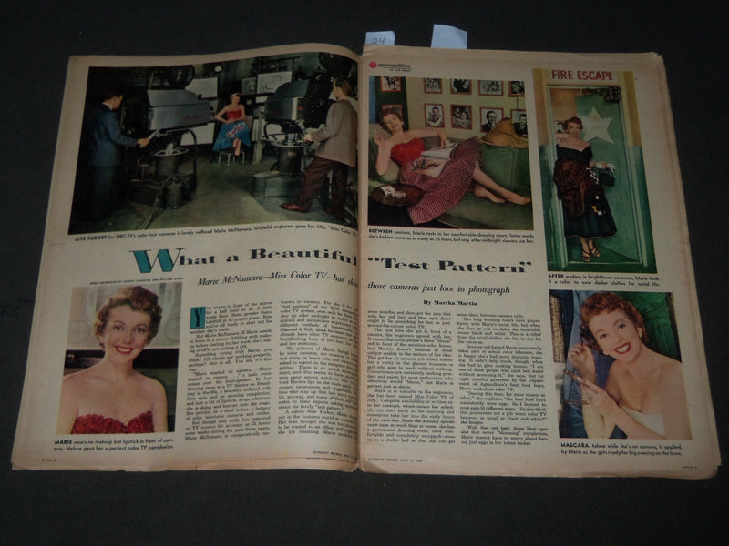 1954 MAY 9 SUNDAY NEWS COLOROTO MAGAZINE SECTION - BELLA DARVI COVER - J 2865