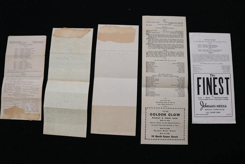 1945-1946 FORD'S THEATRE PROGRAMS - LOT OF 5 - BALTIMORE - K 2821