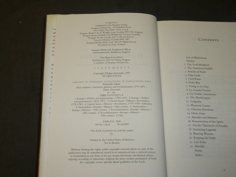 2000 HOLY MADNESS BOOK INSCRIBED BY ADAM ZAMOYSKI - FIRST EDITION - KD 5301