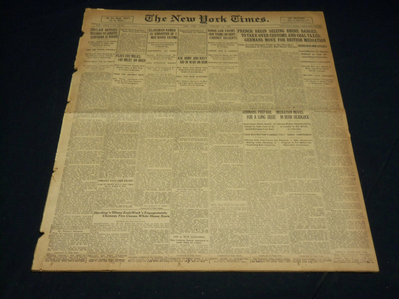 1923 JANUARY 19 NEW YORK TIMES - SINCLAIR REFUSES RECORDS TO SENATE - NT 7908