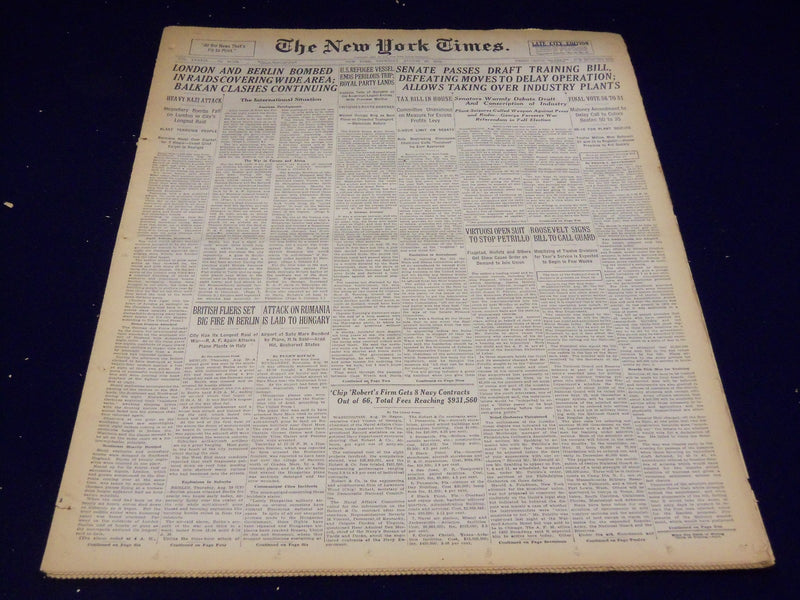 1940 AUGUST 29 NEW YORK TIMES - LONDON AND BERLIN BOMBED - NT 2877