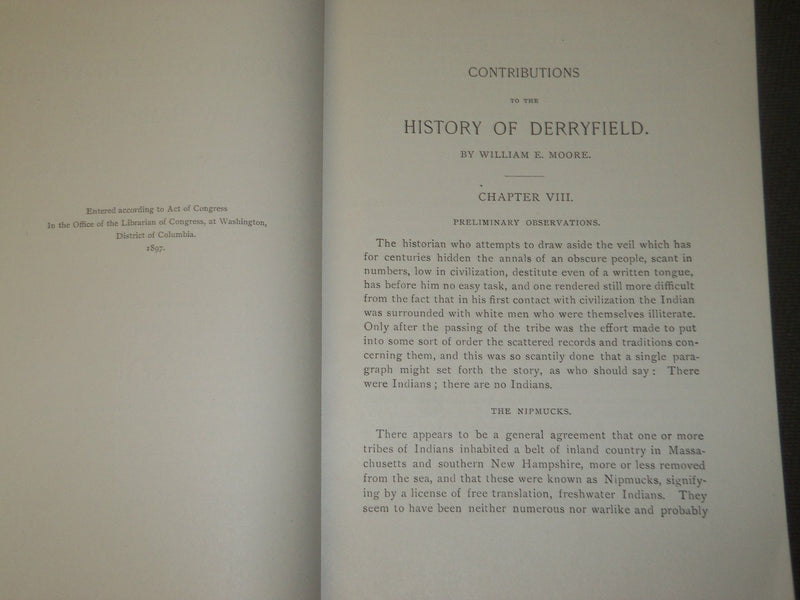 1893 HISTORY OF OLD DERRYFIELD BY WILLIAM ELLERY MOORE BOOK - PART 4 - J 3552