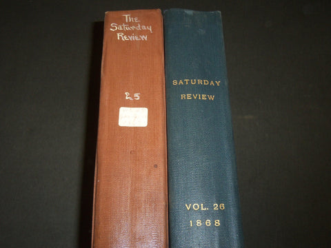 1868 SATURDAY REVIEW 2 BOUND VOLUMES - COMPLETE YR- PUBLISHED IN LONDON - R 1079