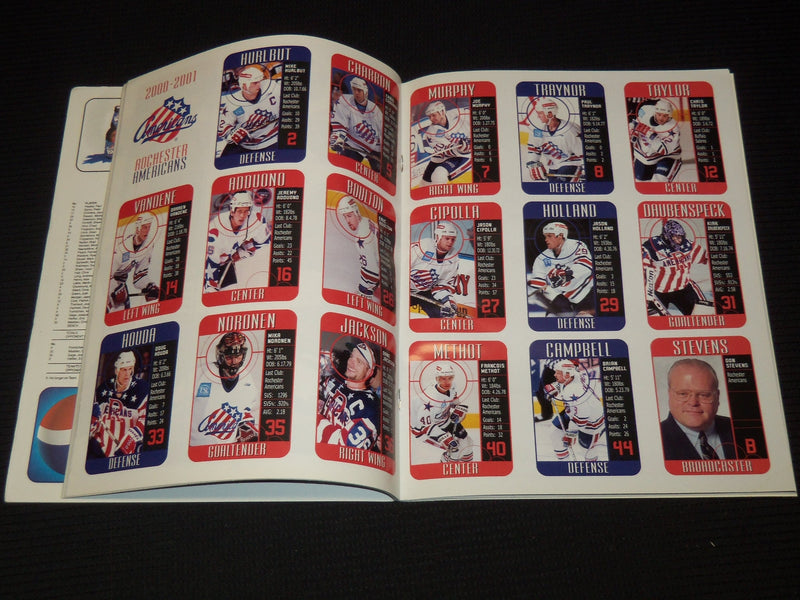 2001 FEBRUARY 23 ROCHESTER AMERICANS HOCKEY MAGAZINE VS HAMILTON BULLDOGS-F 254S