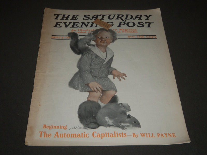 1908 SEPTEMBER 5 THE SATURDAY EVENING POST MAGAZINE - ILLUSTRATED COVER - SP 848