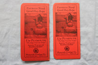 1924 PLYMOUTH TWINE MEMO BOOK - LOT OF 2 - SOFTCOVER - K 2956