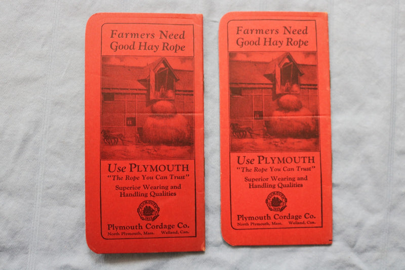 1924 PLYMOUTH TWINE MEMO BOOK - LOT OF 2 - SOFTCOVER - K 2956