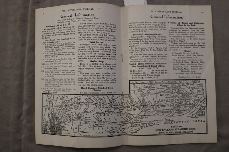 1920 FALL RIVER LINE JOURNAL - SOFTCOVER BOOK - K 3477