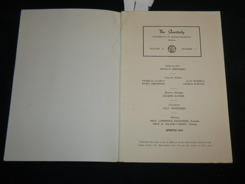 1947 SPRING THE QUARTERLY MAGAZINE PUBLISHED BY UNIVERSITY OF MASS. - J 6637