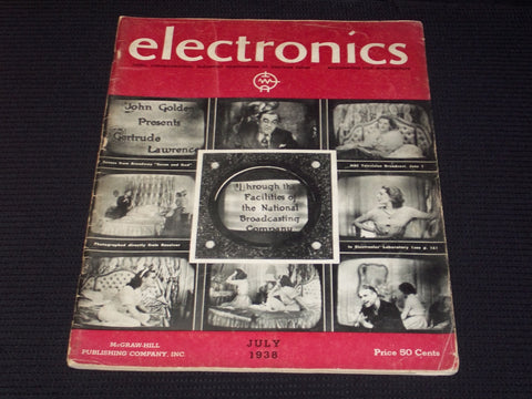 1938 JULY ELECTRONICS MAGAZINE - SUSAN & GOD NBC TV FRONT COVER - E 6258