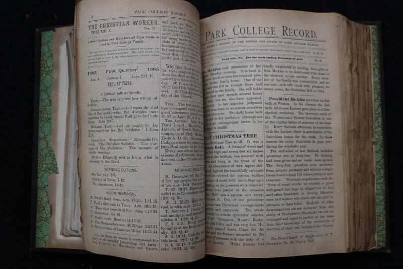 1876-1907 PARK COLLEGE RECORD WEEKLY RECORD HARDCOVER BOOKS - 6 VOLUMES -KD 9575