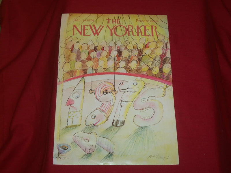 1974 DECEMBER 30 NEW YORKER MAGAZINE FRONT COVER ONLY - GREAT ART FOR FRAMING