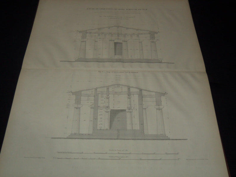 1868 ETUDE DES DIMENSIONS DEGRAND TEMPLE DE PAESTUM - PLANCHES - Z 284