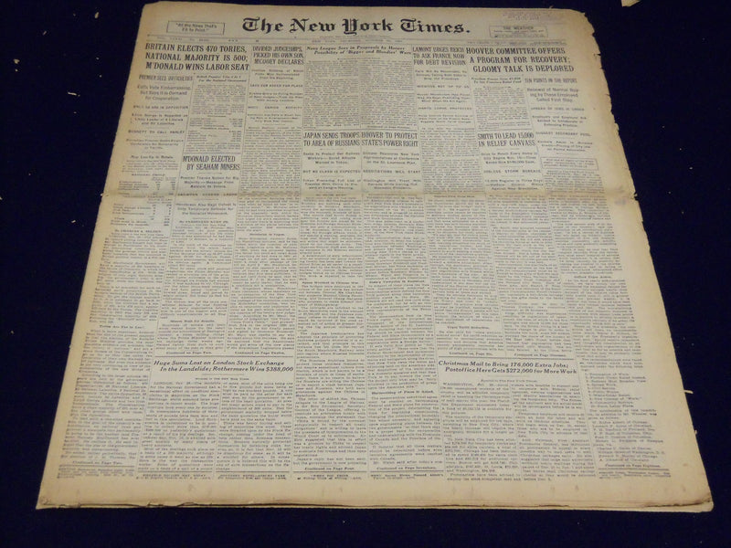 1931 OCTOBER 29 NEW YORK TIMES - BRITAIN ELECTS 470 TORIES - NT 3963