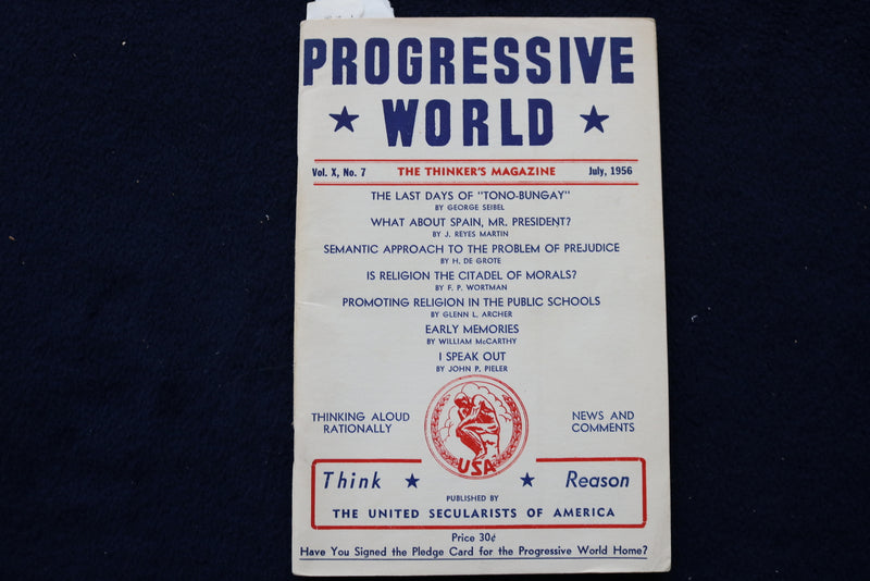 1956 PROGRESSIVE WORLD - THE THINKER'S MAGAZINE SOFTCOVER - LOT OF 2 - K 1466