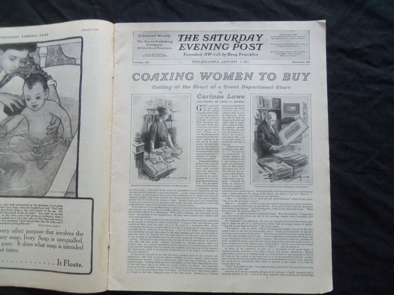 1911 JANUARY 7 THE SATURDAY EVENING POST MAGAZINE - ILLUSTRATED COVER - SP 613