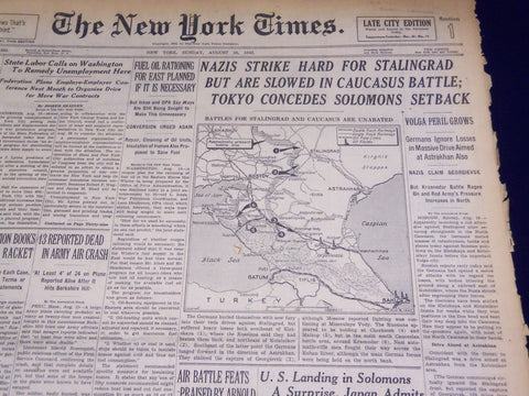 1942 AUGUST 26 NEW YORK TIMES - NAZIS STRIKE HARD FOR STALINGRAD - NT 1547
