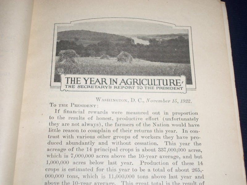 1922 UNITED STATES DEPT OF AGRICULTURE YEARBOOK - MAPS + INFO + PHOTOS - KD 2144