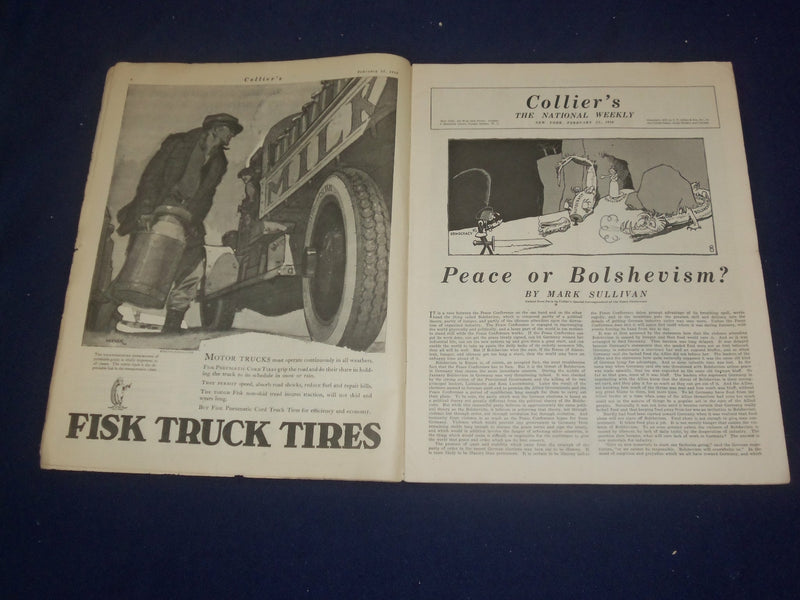 1919 FEBRUARY 22 COLLIER'S MAGAZINE -PEACE OF BOLSHEVISM BY M. SULLIVAN- ST 6752